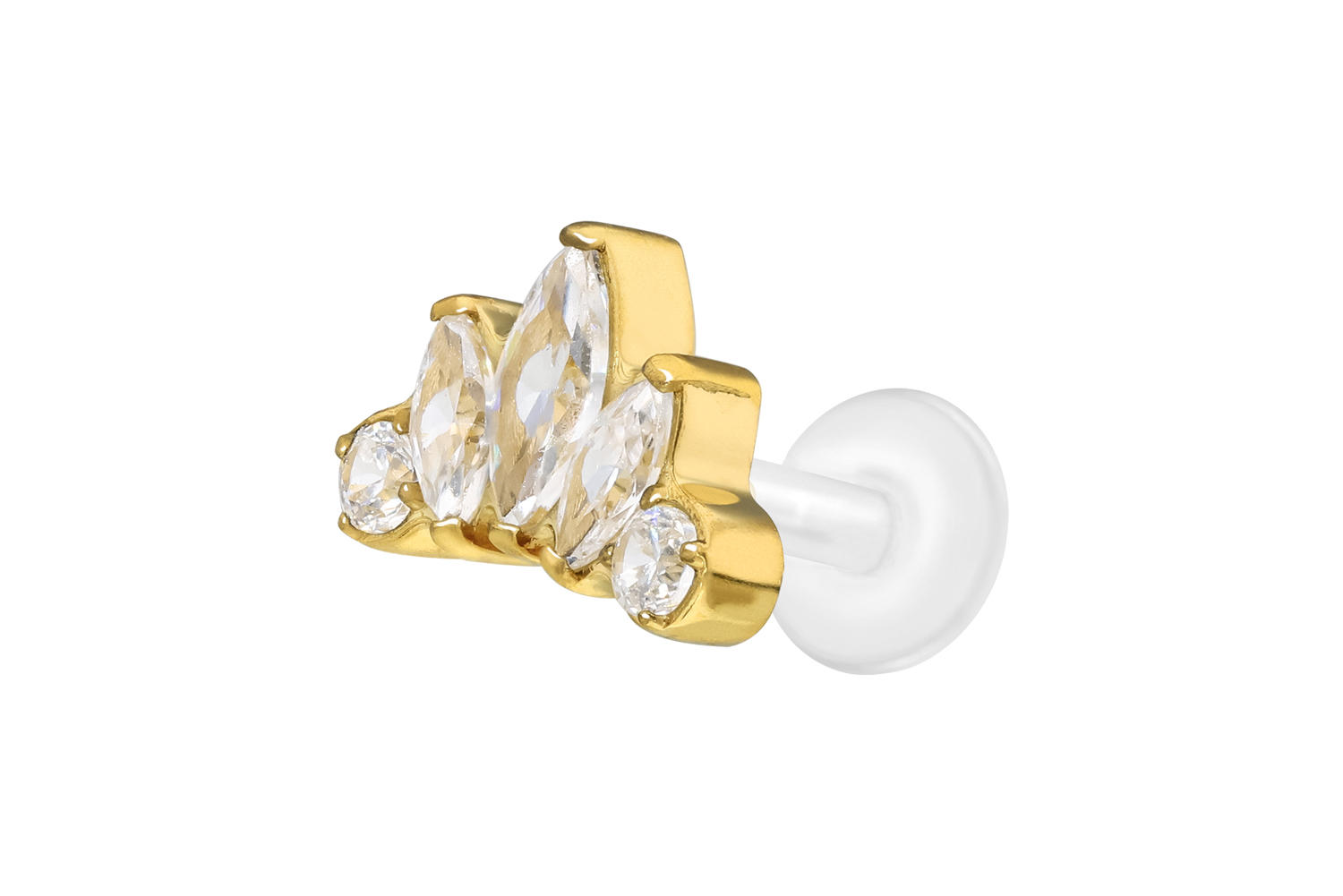 PTFE Labret Piercing mit Innengewinde + Titan-Aufsatz LOTUSBLÜTE